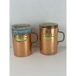 Salt & Pepper Shakers Copper And Brass Set VTG Country Decor